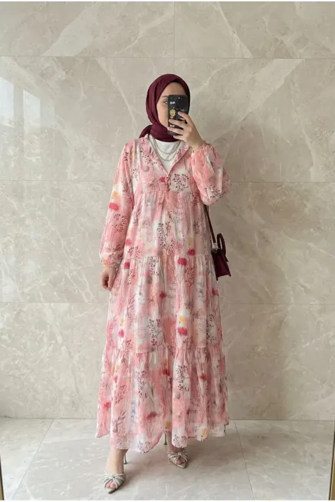 Women's Long Summer Dress with Layered Skirt